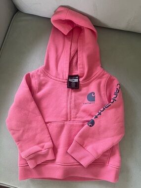 Carhartt Toddler Pink Half-Zip Hooded Fleece Pullover